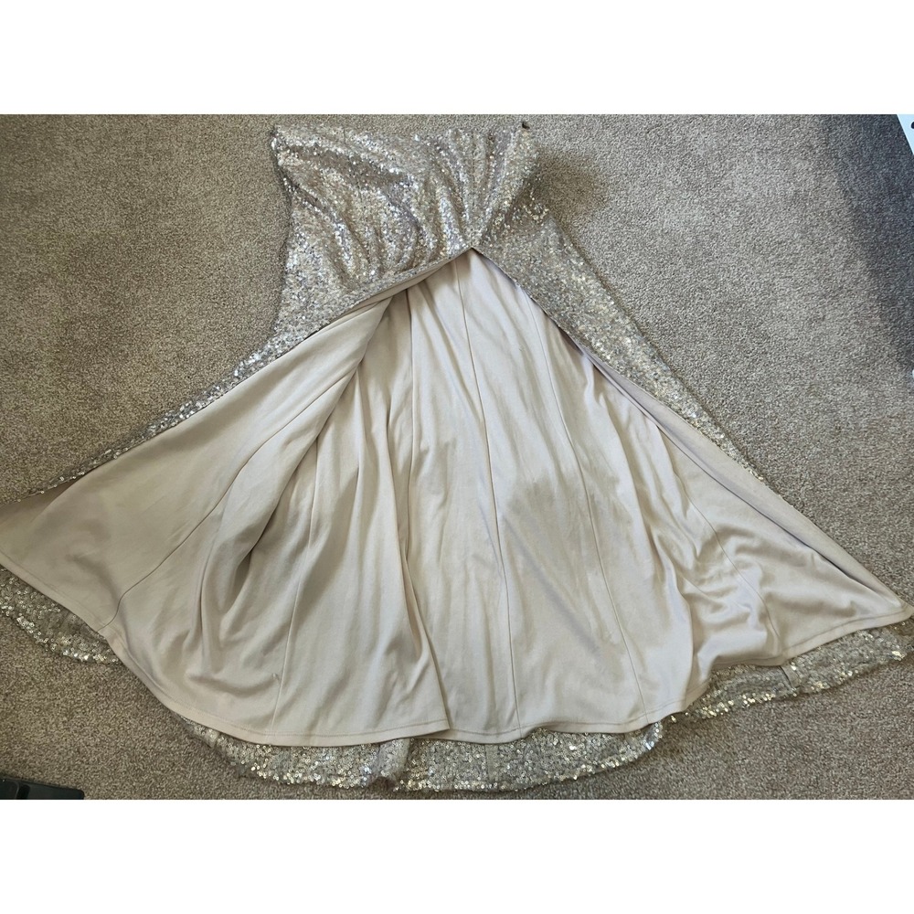 Vince Camuto Womens Champagne Gold Sequin Sleeveless Gown Maxi Dress Size 8 - Picture 4 of 6